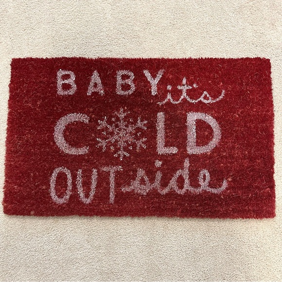 Baby It’s Cold Outside-Red & White Holiday Doormat - Snowflake Christmas Decor - Picture 1 of 11